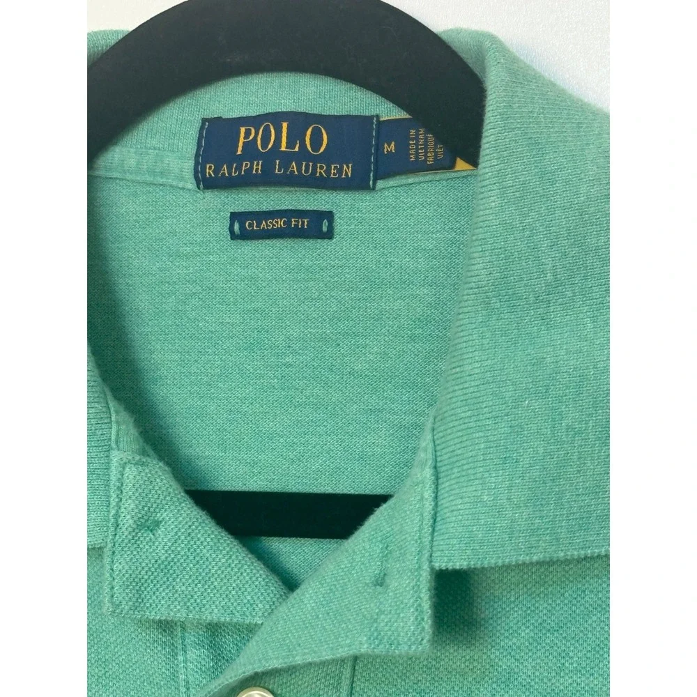 New Polo Ralph Lauren Men Classic Fit Mint Green Polo Shirt Pink Logo Size M